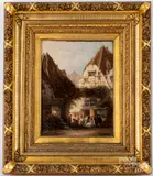 market scene by Leonard Sauerfelt, oil on canvas, sold May 2021