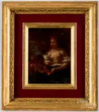 of a woman and putti by Narcisse-Virgilio Diaz de la Pena, oil on panel, sold May 2021