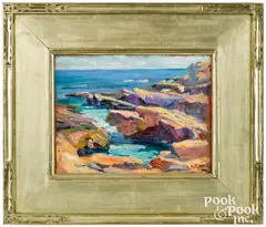 coastal scene by Edward Henry Potthast, oil on board, sold May 2021