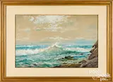 coastal scene by Edmund Darch Lewis, watercolor and gouache, sold May 2021