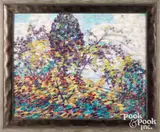 of Dahlias in Clifton Park by Maude Drein Bryant, oil on canvas, sold May 2021