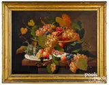 of fruit on top of a pier table by Severin Roesen, oil on canvas, sold May 2021