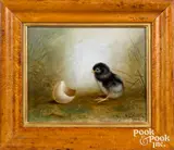 of a chick and shell by Ben Austrian, oil on canvas, sold May 2021