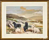 of the Dupont family dogs Wisper by Reuben Ward Binks, gouache, sold May 2021