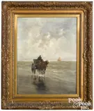 titled A Shell Gatherer by Charles P. Gruppé, oil on canvas, sold May 2021