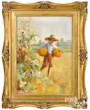 of a boy with pumpkins by Adam Albright, oil on canvas, offered May 2021