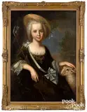 portrait of a young girl as a shepherdess by Jean-François de Troy, oil on canvas, sold May 2021