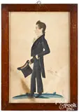 profile portraits of a husband and wife by Jacob Maentel, watercolor, sold May 2021