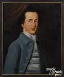 on leather portrait of a gentleman by John Durand, ca. 1780, oil, sold May 2021