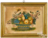 theorem of a bowl of fruit by David Y. Ellinger, oil on velvet, sold May 2021