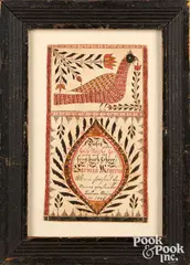 fraktur bookplate for Barbara Meyer by David Kulp, ink and watercolor, sold May 2021