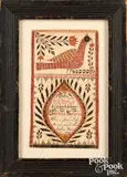 fraktur bookplate for Barbara Meyer by David Kulp, ink and watercolor, sold May 2021