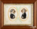 double portrait of a husband and wife by James Ellsworth, watercolor, sold May 2021
