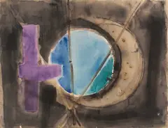 Untitled (Blue, purple, green) by Benoît Gilsoul, watercolor on paper, sold Apr 2021