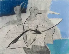 Untitled (Birds) by Benoît Gilsoul, charcoal and pastel, sold Apr 2021