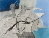 Untitled (Birds) by Benoît Gilsoul, charcoal and pastel, sold Apr 2021
