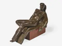 Untitled (Reclining woman) by Richard McDermott Miller, 1985, bronze on wooden base, sold Apr 2021