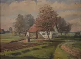 Untitled (Cottage) by Paul Götz Räcknitz, oil on board, sold Apr 2021