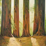 Sequoia National Park, California by Lowell Nesbitt, 1989, oil on canvas, sold Apr 2021