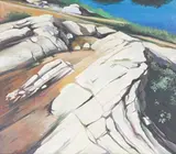 Colorado Rocks by Lowell Nesbitt, 1975, oil on canvas, sold Apr 2021