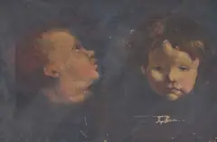 Portrait of Two Children by Clara Klinghoffer, 1917, oil on canvas, sold Apr 2021