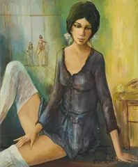 Ballet Dancer by Jacques Lalande, oil on canvas (unstretched), sold Apr 2021