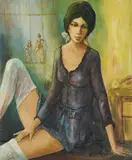 Ballet Dancer by Jacques Lalande, oil on canvas (unstretched), sold Apr 2021