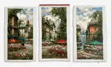 Flower Market Scenes (3) by Pierre Latour, oil on canvas (unstretched), sold Apr 2021