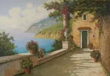 Terrace by Coast by Pasquale Esposito, oil on canvas (unstretched), sold Apr 2021