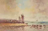 Ships At Sail by Laszlo Ritter, oil on burlap (unstretched), sold Apr 2021