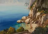 Blue Waters by Giuseppe Torella, oil on canvas (unstretched), sold Apr 2021