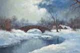 Winter Creek by Hyun Bo Yoo, oil on canvas (unstretched), sold Apr 2021