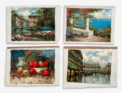 Still Life and Outdoor Scenes (4) by Pierre Latour, oil on canvas (unstretched), sold Apr 2021