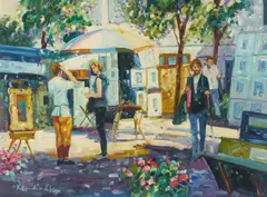 St. Tropez Collector & Artist by Lisandro Lopez Baylon, oil on canvas (unstretched), sold Apr 2021