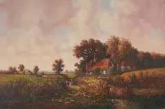 Countryside Path by Laszlo Ritter, oil on canvas (unstretched), sold Apr 2021