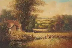Country Home by Laszlo Ritter, oil on canvas (unstretched), sold Apr 2021