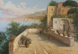 Terrace by Pasquale Esposito, oil on canvas (unstretched), sold Apr 2021
