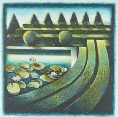 Formal Gardens by Lowell Nesbitt, 1993, oil on canvas, sold Apr 2021