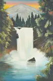 Waterfall IV by Lowell Nesbitt, 1972, oil on canvas, sold Apr 2021