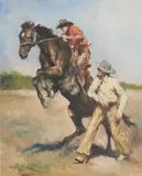 Taming the Stallion by Pál Fried, oil on canvas, sold Apr 2021