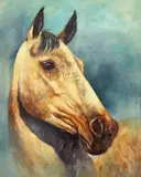 Tan Horse by Jorge Tarallo Braun, oil on canvas (unstretched), sold Apr 2021