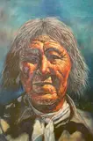 Native American on Green by Jorge Tarallo Braun, oil on canvas (unstretched), sold Apr 2021