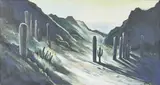 Cactus Trail II by Lowell Nesbitt, 1984, oil on canvas, sold Apr 2021