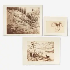 Mountain Animals (3) by Don Crouch, etching with aquatint, sold Apr 2021