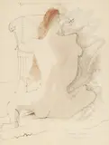 Untitled Nude Study by Byron Browne, 1958, watercolor and charcoal on paper, sold Apr 2021