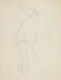 Haute Couture by René Gruau, pencil on paper, sold Apr 2021