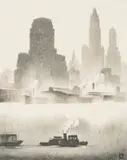 Dusk by Louis Lozowick, 1933, lithograph, sold Apr 2021