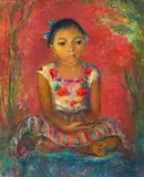 Portrait of a Young Girl by Clara Klinghoffer, 1968, oil on canvas, sold Apr 2021