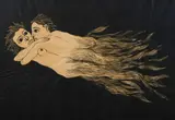 Amantes que se Van al Cielo by Santos Chavez Alister Carinao, 1967, woodcut on paper, sold Apr 2021