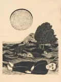 Un Hombre en la Playa by Santos Chavez Alister Carinao, 1967, woodcut on paper, sold Apr 2021
